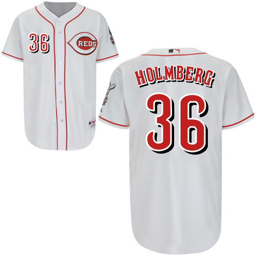 David Holmberg #36 Youth Baseball Jersey-Cincinnati Reds Authentic Home White Cool Base MLB Jersey